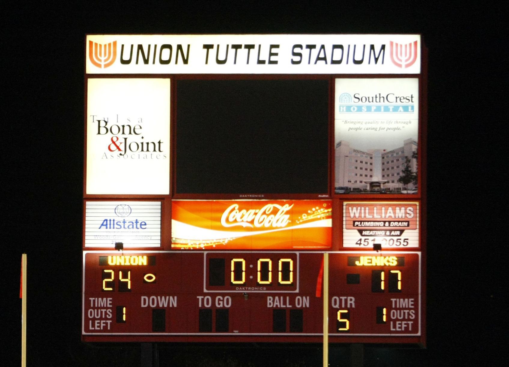 Sept. 12, 2008: Union 24, Jenks 17 OT (Backyard Bowl)